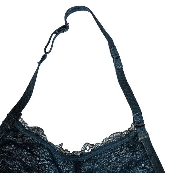 Free People Intimates Lace Halter Bralette With Underwire,  Dark Teal, Medium - Picture 11 of 16